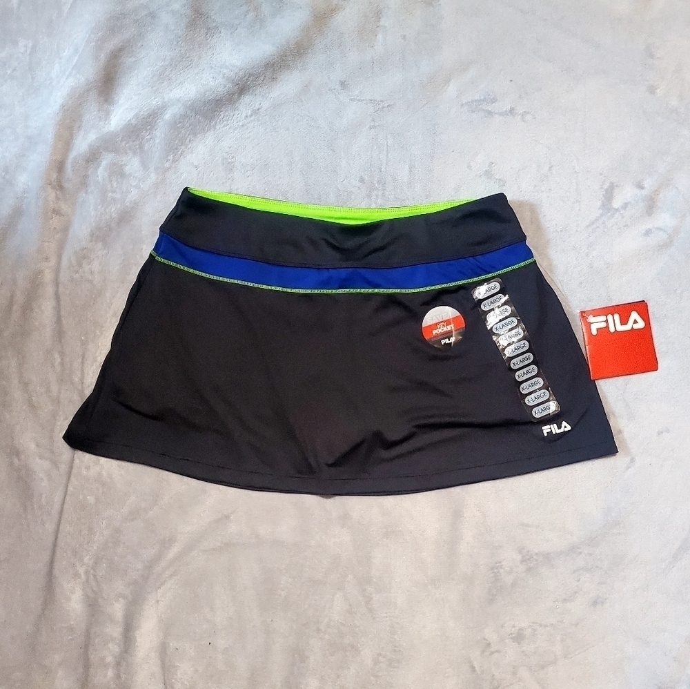 Fila Black Tennis active Skirt Skort Size X-Large NWT.